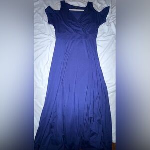 Torrid Cold Shoulder V-Neck Blue Jersey Maxi Dress